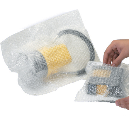 Cohesive bubble wrap with item inside and no dispenser