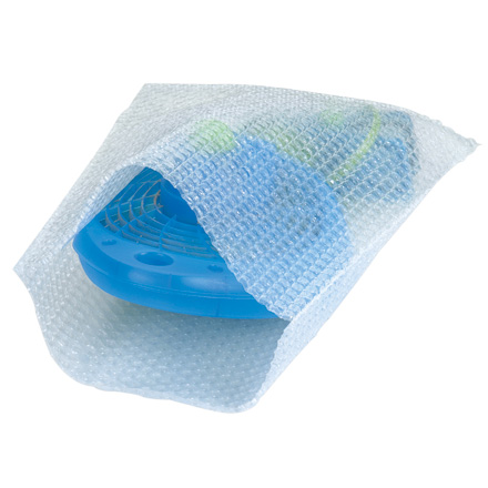 Open bag of bubble wrap with product inside